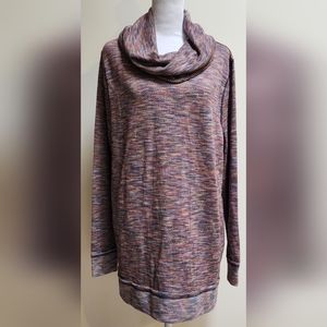 Multicolor Cowl-Neck Long Sleeve Pullover Top Women's Size Large